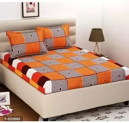 Comfortable Orange  Polycotton Bedsheet with 2 Pillow Covers