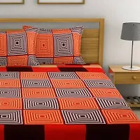 Comfortable Orange  Polycotton Bedsheet with 2 Pillow Covers-thumb2