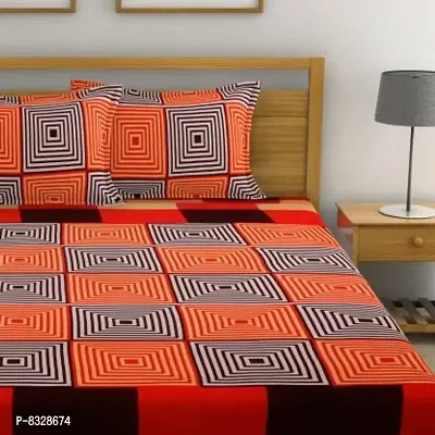 Comfortable Orange  Polycotton Bedsheet with 2 Pillow Covers-thumb3