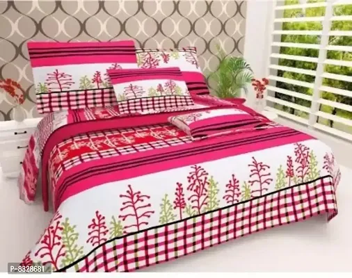 Comfortable Pink  Polycotton Bedsheet with 2 Pillow Covers