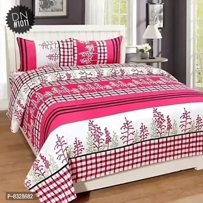 Comfortable Multicoloured  Polycotton Bedsheet with 2 Pillow Covers-thumb0