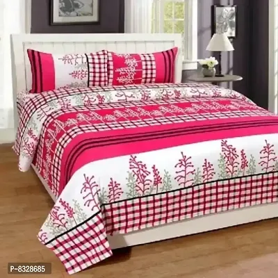 Comfortable Multicoloured  Polycotton Bedsheet with 2 Pillow Covers-thumb0