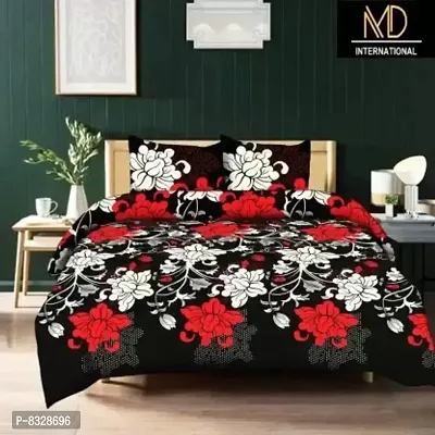 Comfortable Black  Polycotton Bedsheet with 2 Pillow Covers