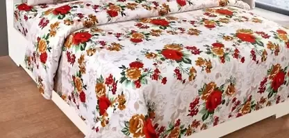 Comfortable White Polycotton Bedsheet with 2 Pillow Covers-thumb1