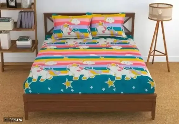 Comfortable Multicoloured  Polycotton Bedsheet with 2 Pillow Covers