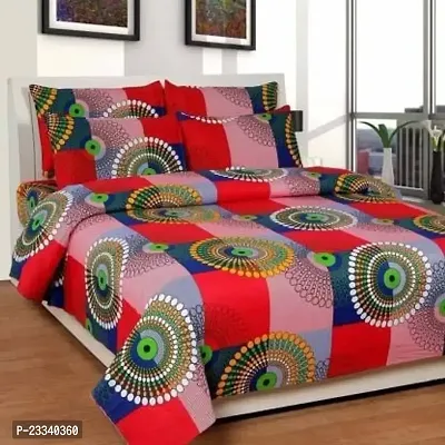 Comfortable Multicoloured  Polycotton Bedsheet with 2 Pillow Covers-thumb0