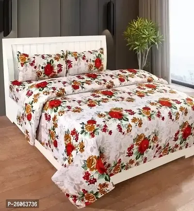 Comfortable Multicoloured  Polycotton Bedsheet with 2 Pillow Covers