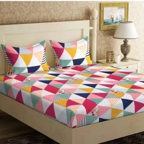 BUCKSHOP Microfibre bedsheet Double Bed with Pillow Covers Color - Multicolor Size - 90*90 Pack of 1 bedsheet 2 Pillow Covers