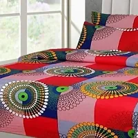 Comfortable Multicoloured  Polycotton Bedsheet with 2 Pillow Covers-thumb1