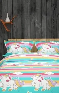 Comfortable Multicoloured  Polycotton Bedsheet with 2 Pillow Covers-thumb1