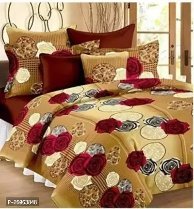 Comfortable Multicoloured  Polycotton Bedsheet with 2 Pillow Covers-thumb0