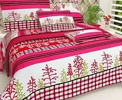 Comfortable Multicoloured  Polycotton Bedsheet with 2 Pillow Covers-thumb1