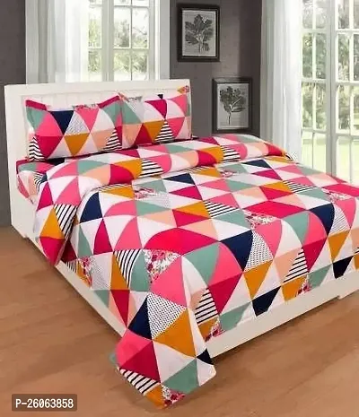 Comfortable Multicoloured  Polycotton Bedsheet with 2 Pillow Covers-thumb0