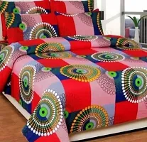 Comfortable Multicoloured  Polycotton Bedsheet with 2 Pillow Covers-thumb1