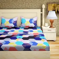 Comfortable Multicoloured  Polycotton Bedsheet with 2 Pillow Covers-thumb1