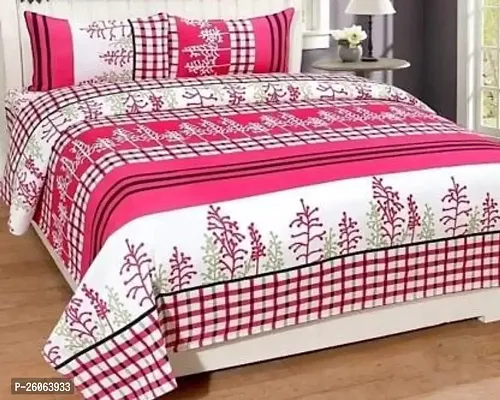 Comfortable Multicoloured  Polycotton Bedsheet with 2 Pillow Covers-thumb0