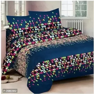 Comfortable Multicoloured  Polycotton Bedsheet with 2 Pillow Covers-thumb0