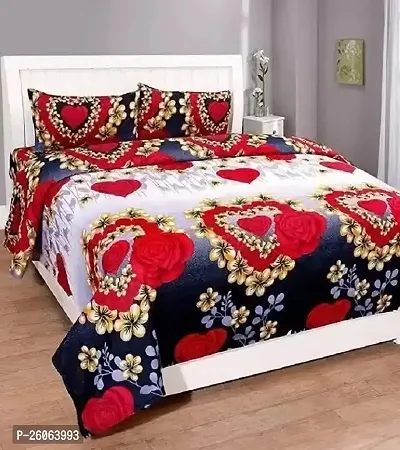 Comfortable Multicoloured  Polycotton Bedsheet with 2 Pillow Covers