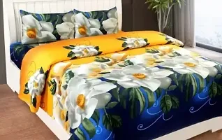 Comfortable Multicoloured  Polycotton Bedsheet with 2 Pillow Covers-thumb1