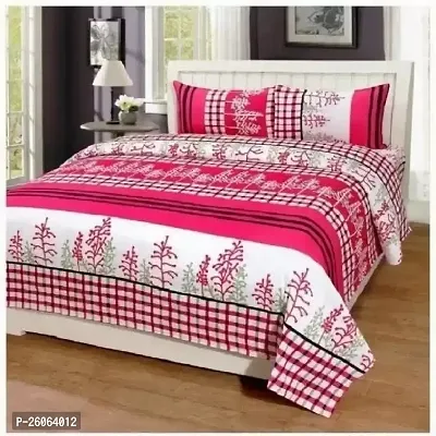 Comfortable Multicoloured  Polycotton Bedsheet with 2 Pillow Covers-thumb0