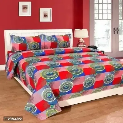 Comfortable Multicoloured  Polycotton Bedsheet with 2 Pillow Covers