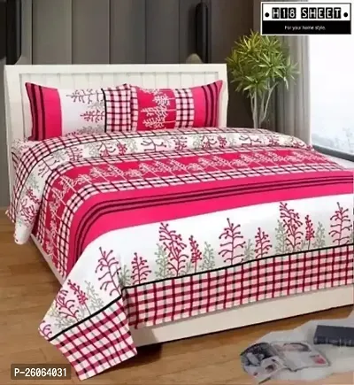 Comfortable Multicoloured  Polycotton Bedsheet with 2 Pillow Covers-thumb0