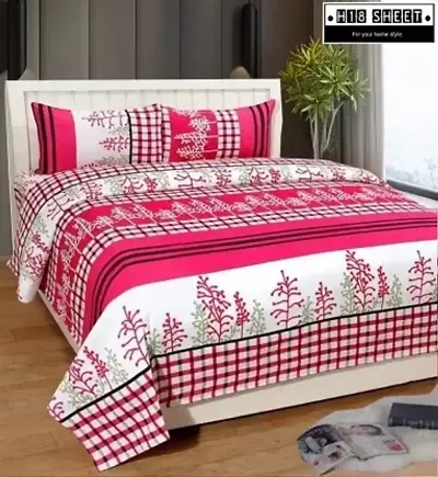 Neekshaa 3D Polycotton Double Bed bedsheet with Two Pillow Cover_Size-88 * 88 inch