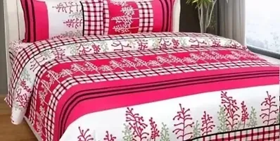 Comfortable Multicoloured  Polycotton Bedsheet with 2 Pillow Covers-thumb1