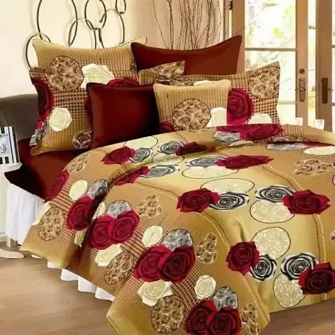 YATIN FAB Home Furnishing 144 TC Microfiber Double BEDSHEET with 2 Pillow Cover Size 228 CM X 226 CM- Brown Box
