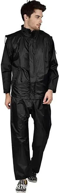 Stylish Polyster Unisex Raincoat For Men And Women Size XL-thumb0