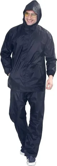 Stylish Polyster Unisex Raincoat For Men And Women Size L-thumb0