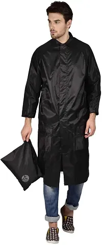 Stylish Polyster Unisex Raincoat For Men And Women Size L-thumb1