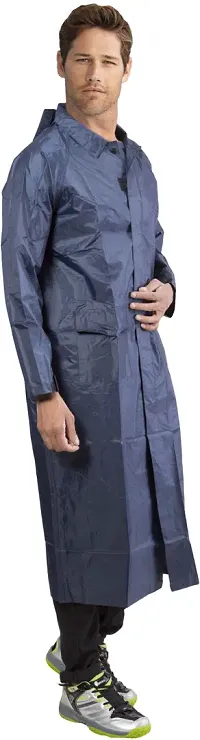 Stylish Polyster Unisex Raincoat For Men And Women Size L-thumb1