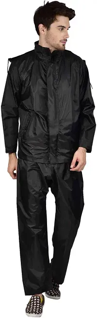 Stylish Polyster Unisex Raincoat For Men And Women Size M-thumb1