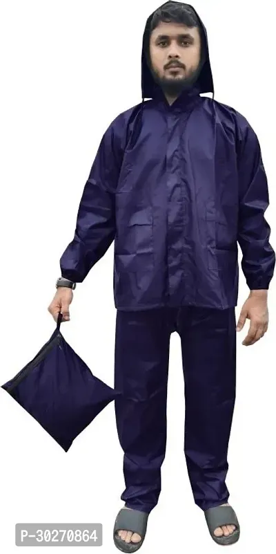 Stylish Polyster Unisex Raincoat For Men And Women Size S-thumb0