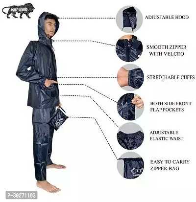 Stylish Polyster Unisex Raincoat For Men And Women Size L-thumb2