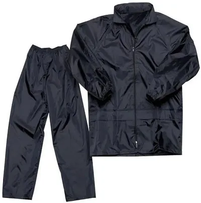 Malvina Men's Motorcycle Rain Suit Waterproof Rain Jacket and Rain Pants Rain Gear (Black)