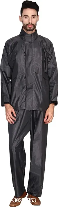 Stylish Polyster Unisex Raincoat For Men And Women Size L-thumb0