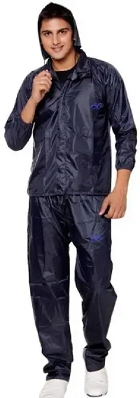 Stylish Polyster Unisex Raincoat For Men And Women Size L-thumb1