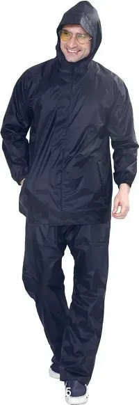 Stylish Polyster Unisex Raincoat For Men And Women Size L-thumb0