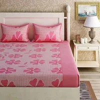 Beautiful Multicoloured Polycotton Printed Double Bedsheet With 2 Pillow Covers-thumb1