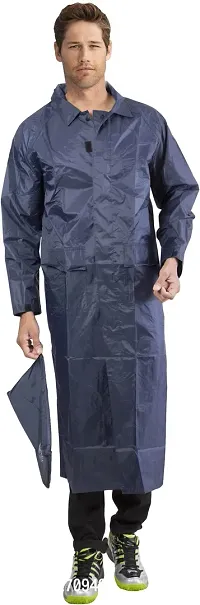 Stylish Polyster Unisex Raincoat For Men And Women Size L-thumb0