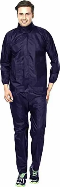 Stylish Polyster Unisex Raincoat For Men And Women Size L-thumb0