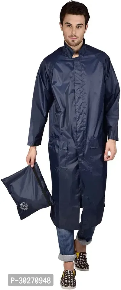 Stylish Polyster Unisex Raincoat For Men And Women Size L-thumb0