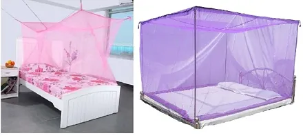 Multicolor Double Bed Mosquito Net - Pack Of 2