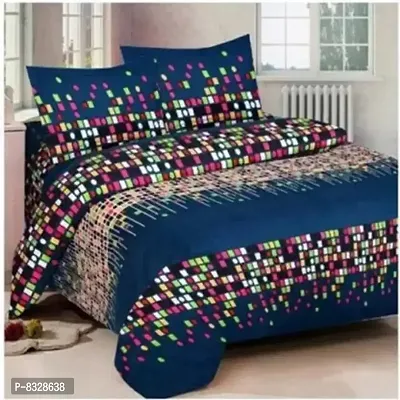Printed Polycotton Double Bedsheet With 2 Pillow Covers