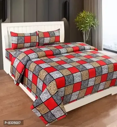 Stylish Fancy Cotton 3D Printed 1 Double Bedsheet - 2 Pillowcovers