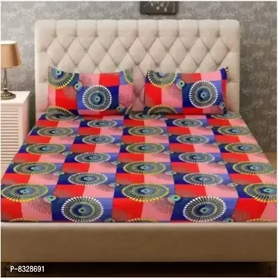 Stylish Fancy Cotton 3D Printed 1 Double Bedsheet - 2 Pillowcovers