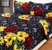 Polycotton 3D Printed Double size Bedsheet with Two Pillow covers-thumb1
