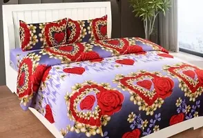 Stylish Fancy Cotton 3D Printed 1 Double Bedsheet - 2 Pillowcovers-thumb1